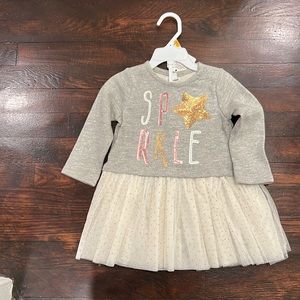 MUD PIE - size 12-18 month sparkle dress silver thread and gold polka dots